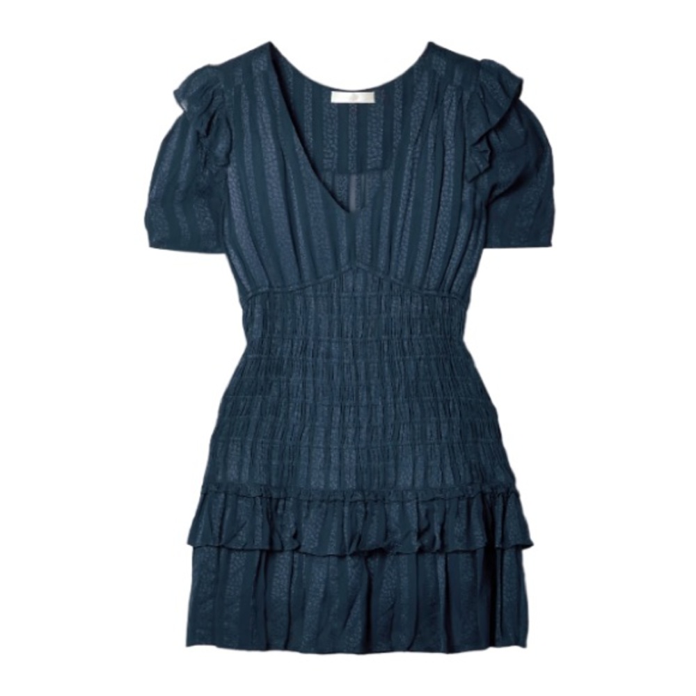 LOVESHACKFANCY | Rena Ruffled Shirred Jacquard Mini Dress 🎀 - Picture 2 of 10